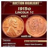1915-d Lincoln Cent 1c ms65 rb USCG
