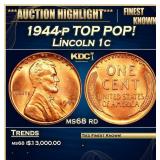 1944-p Lincoln Cent TOP POP! 1c ms68 rd SEGS