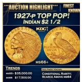 1927-p Gold Indian Quarter Eagle TOP POP! $2 1/2 m
