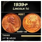 1939-p Lincoln Cent 1c ms66+ rb SEGS