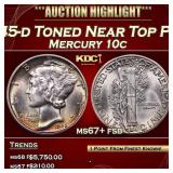 1945-d Mercury Dime Toned Near Top Pop! 10c ms67+