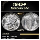 1945-p Mercury Dime 10c ms67+ SEGS