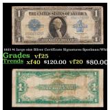 1923 $1 large size Silver Certificate Grades vf+ S