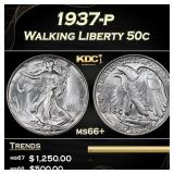 1937-p Walking Liberty Half Dollar 50c ms66+ SEGS