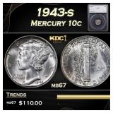 1943-s Mercury Dime 10c ms67 SEGS