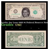 Novelty Jay Leno 1995 $1 Federal Reserve Note, CU