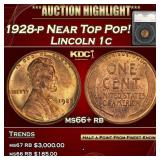 1928-p Lincoln Cent Near Top Pop! 1c ms66+ rb SEGS