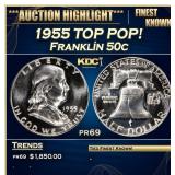 1955 Proof Franklin Half Dollar TOP POP! 50c pr69
