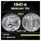 1941-s Mercury Dime 10c ms67 fsb SEGS