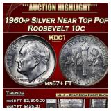 1960-p Roosevelt Dime Silver Near Top Pop! 10c ms6