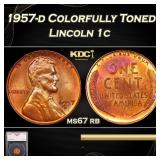 1957-d Lincoln Cent 1c ms67 rb SEGS