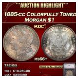 1885-cc Morgan Dollar Colorfully Toned 1 ms66+ SEG