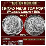 1947-d Walking Liberty Half Dollar Near Top Pop! 5