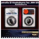 NGC 2012P Australia $1 Kookaburra 1oz .999 Silver