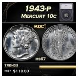 1943-p Mercury Dime 10c ms67 SEGS