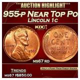 1955-p Lincoln Cent Near Top Pop! 1c ms67 rd USCG