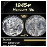 1945-p Mercury Dime 10c ms67+ SEGS