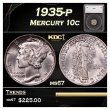 1935-p Mercury Dime 10c ms67 SEGS