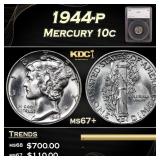 1944-p Mercury Dime 10c ms67+ SEGS