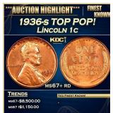 1936-s Lincoln Cent TOP POP! 1c ms67+ rd SEGS