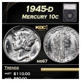 1945-d Mercury Dime 10c ms67 SEGS