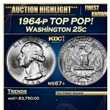 1964-p Washington Quarter TOP POP! 25c ms67+ SEGS