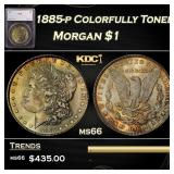 1885-p Morgan Dollar Colorfully Toned $1 ms66 SEGS