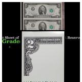1976 Uncut Sheet of 4 **Star Note** $2 Federal Res