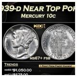 1939-d Mercury Dime Near Top Pop! 10c ms67+ fsb SE