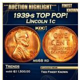 1939-s Lincoln Cent TOP POP! 1c Graded ms68 rd SEG
