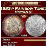1882-p Morgan Dollar Rainbow Toned $1 Grades ms66