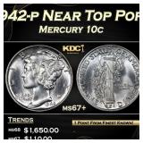1942-p Mercury Dime Near Top Pop! 10c ms67+ SEGS