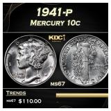 1941-p Mercury Dime 10c ms67 SEGS
