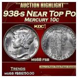 1938-s Mercury Dime Near Top Pop! 10c ms68 fsb USC