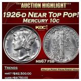 1926-d Mercury Dime Near Top Pop! 10c ms67 fsb SEG