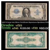 1923 $1 large size Silver Certificate Grades vf+ S
