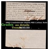 1863 Confederate States $60 Cotton Note Grades AU