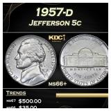 1957-p Jefferson Nickel 5c ms66+ SEGS
