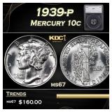 1939-p Mercury Dime 10c ms67 SEGS
