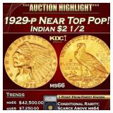 1929-p Gold Indian Quarter Eagle Near Top Pop! $2