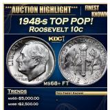 1948-s Roosevelt Dime TOP POP! 10c ms68+ FT SEGS