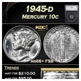 1945-d Mercury Dime 10c ms66+ FSB SEGS