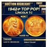 1942-p Lincoln Cent TOP POP! 1c ms68 rd SEGS