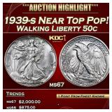 1939-s Walking Liberty Half Dollar Near Top Pop! 5