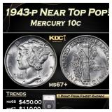 1943-p Mercury Dime Near Top Pop! 10c ms67+ SEGS