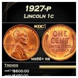 1927-p Lincoln Cent 1c ms66+ rb SEGS