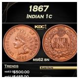 1867 Indian Cent 1c Grades ms62 bn