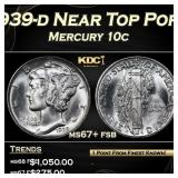 1939-d Mercury Dime Near Top Pop! 10c ms67+ fsb US