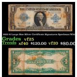 1923 $1 large size Silver Certificate Grades vf+ S