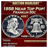 1958 Proof Franklin Half Dollar Near Top Pop! 50c